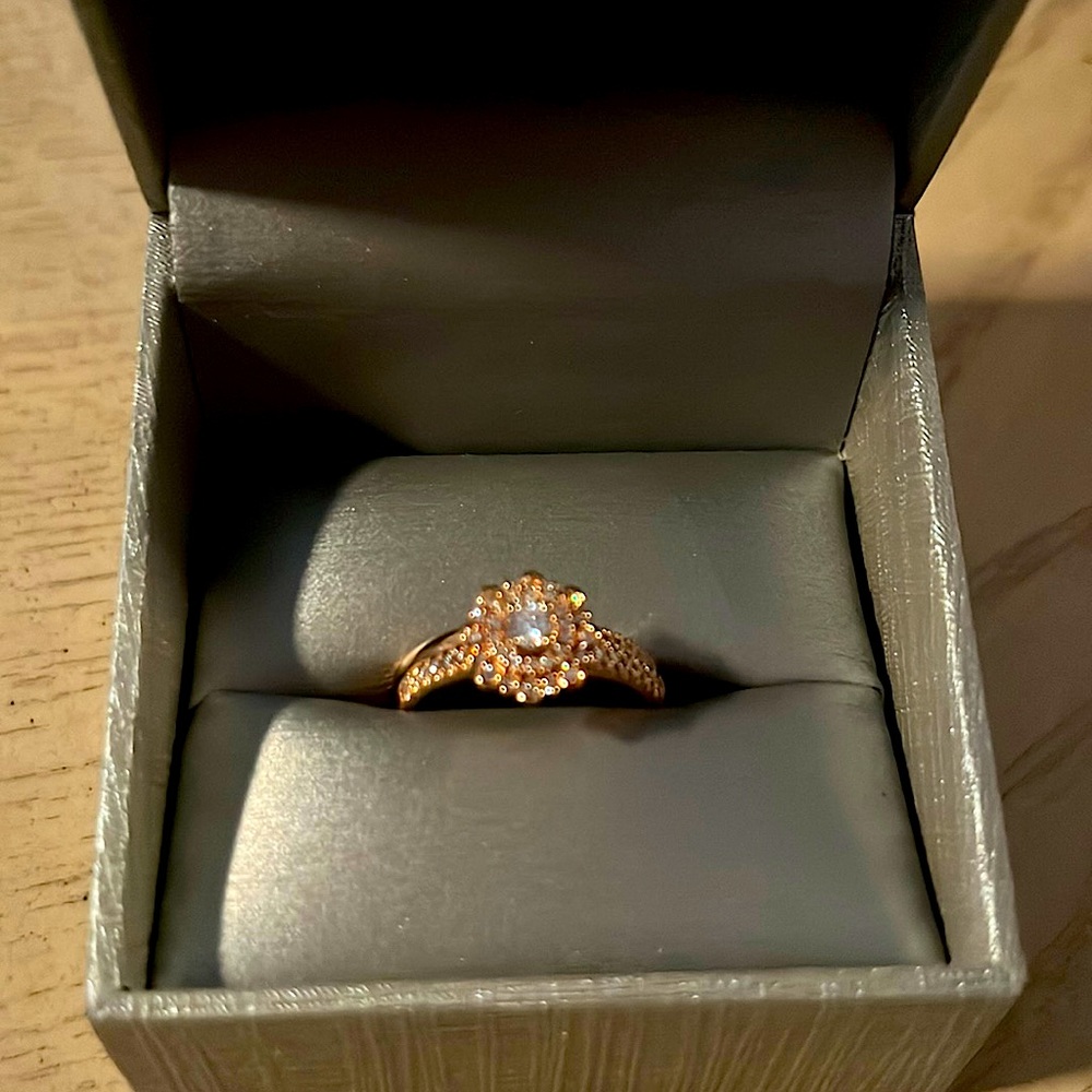 Rose Gold 14K 3/8CT Diamond Wedding Set includes engagement ring & wedding ring